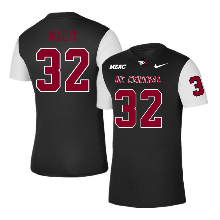 Men-Youth #32 Jessie Malit North Carolina Central Eagles 2023 College Football Jerseys Stitched-Blac